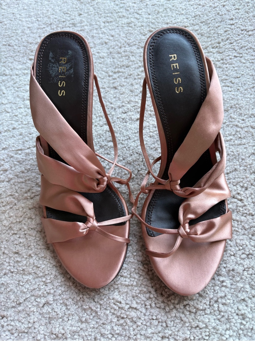 Reiss Rose Satin Knot Strap Sandals